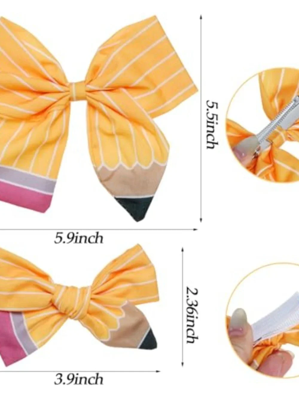 4 Pencil Hair Bow Clips & Headband Set Back to School Accessories Girls